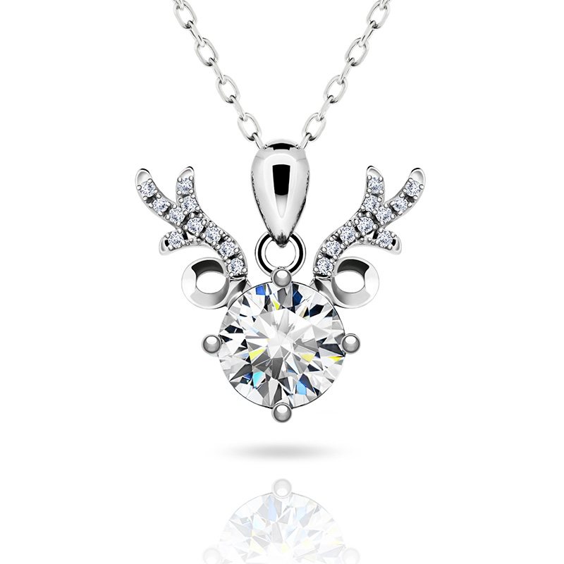 GIGAJEWE 2.0ct 8.0mm Round Cut EF VVS1 Moissanite 18K White Gold Plated 925 Silver Diamond Test Passed Necklace Girlfriend Gift