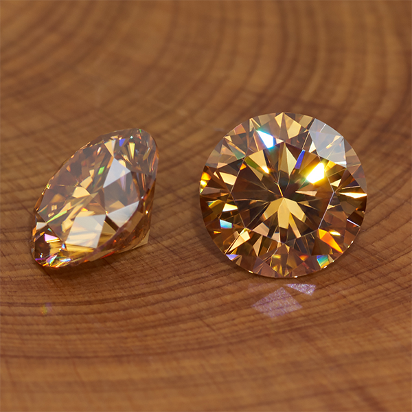 GIGAJEWE 0.5-3ct 5.0-9.0mm Golden VVS1 Round Hand Cutting Moissanite Loose Stone Diamond Test Passed Lab Gem DIY Jewelry Making