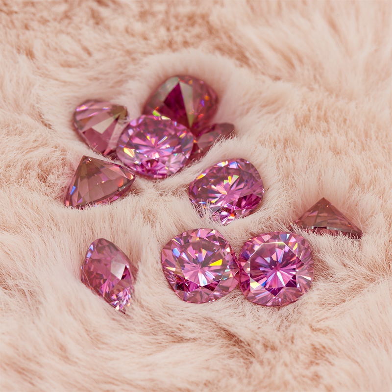 GIGAJEWE Moissanite Hand-Cutting Cushion Red Pink Color VVS1 Premium Gems Loose Diamond Test Passed Gemstone For Jewelry Making