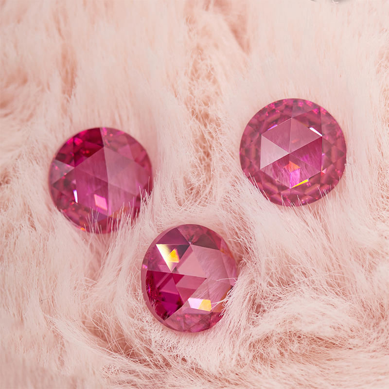 GIGAJEWE Moissanite Hand-Cutting Rose Cut Red Pink Color VVS1 Premium Gems Loose Diamond Test Passed Gemstone For Jewelry Making