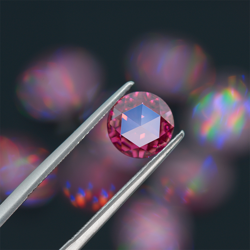 GIGAJEWE Moissanite Hand-Cutting Rose Cut Red Pink Color VVS1 Premium Gems Loose Diamond Test Passed Gemstone For Jewelry Making