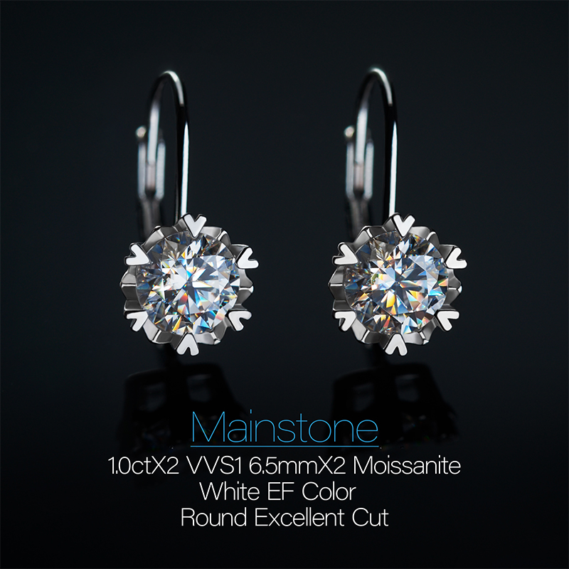 GIGAJEWE Moissanite Christmas Gift EF Color VVS1 Total 2.0ct 925 Silver Drop Earring 18K Gold Plated Diamond Test Passed Jewelry