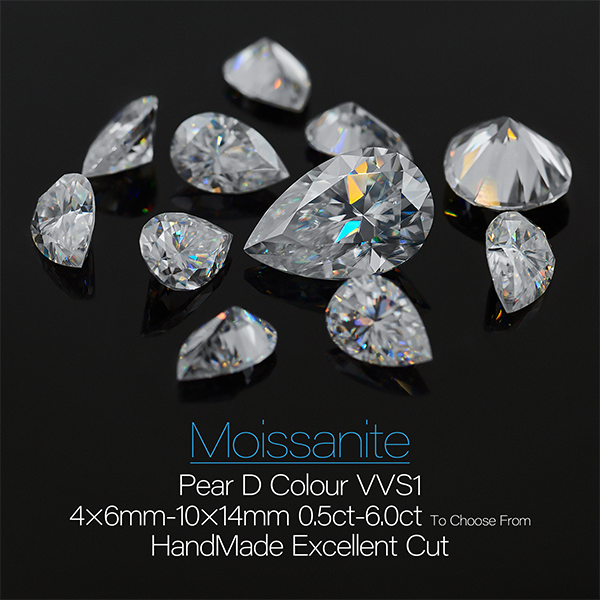 GIGAJEWE - TOP White Pear Shaped Hand Cut D VVS1 Premium Moissanite Loose Diamond Test Gemstone For Jewelry Making