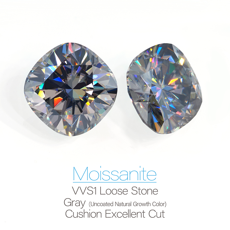 GIGAJEWE Hand-Cutting Cushion Grey VVS1 Moissanite Premium Gems Loose Diamond Test Passed Gemstone For Jewelry Making