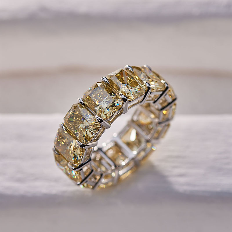 GIGAJEWE 25Ct 9K/14K/18K White gold Yellow 6*8mm Radiant cut Moissanite Ring, Anniversary Band Eternity Ring,moissanite engagement ring