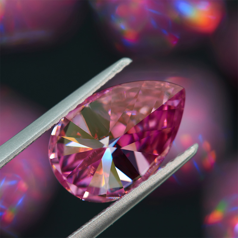 GIGAJEWE Pink Color Pear Cut Moissanite Loose VVS1 Synthetic gemstone by Excellent Cut For Jewelry Making and Gift
