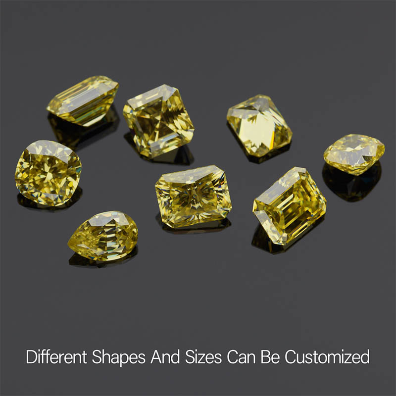 GIGAJEWE Natural Fancy Yellow Moissanite Stone Loose Gemstone Vivid Yellow Emerald Cut Synthetic Diamond Loose Gemstones Christmas Gifts