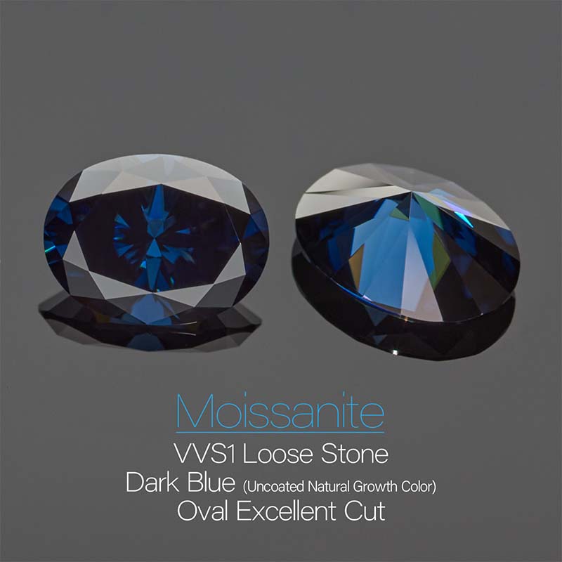 GIGAJEWE Natural Dark Blue Color Oval Cut Moissanite Loose VVS1 Synthetic gemstone by Excellent Cut For Jewelry Making and Gift