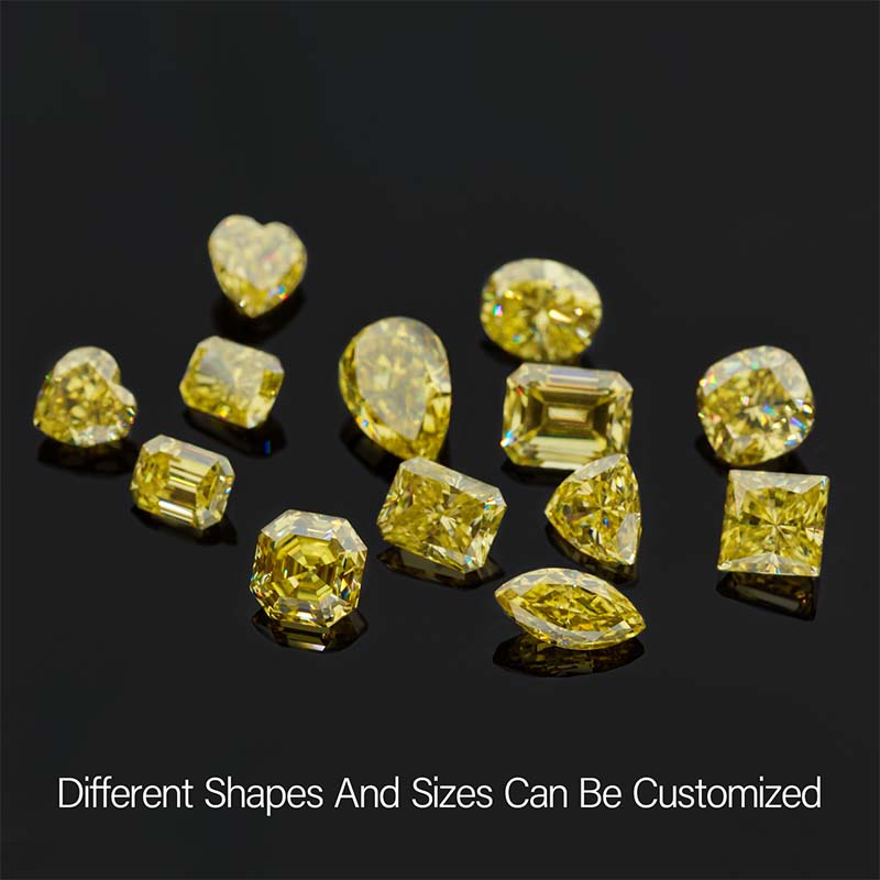 GIGAJEWE Natural Fancy Yellow Moissanite Stone Loose Gemstone Vivid Yellow Round Cut Synthetic Diamond Loose Gemstones Christmas Gifts
