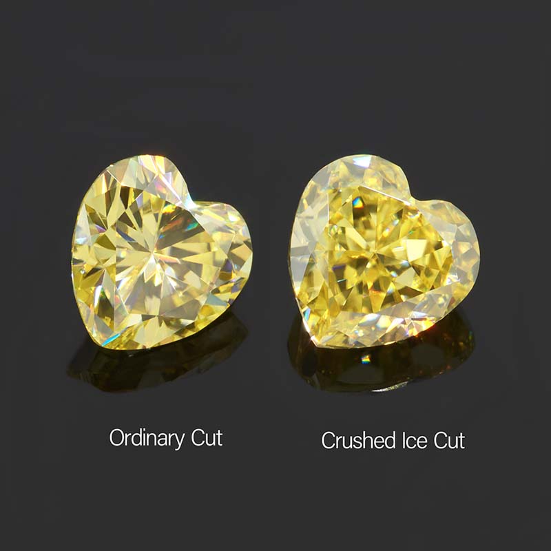 GIGAJEWE Natural Vivid Yellow color Heart Cut Ice Crushed cut Moissanite Loose Stone VVS1 Excellent Cut Test Positive For Jewelry Making