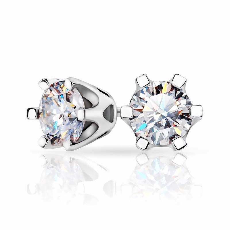GIGAJEWE EF Total 1ct Round Cut Diamond Test Passed Moissanite 18K White Gold Plated 925 Silver Earrings Jewelry Woman Gift Gif