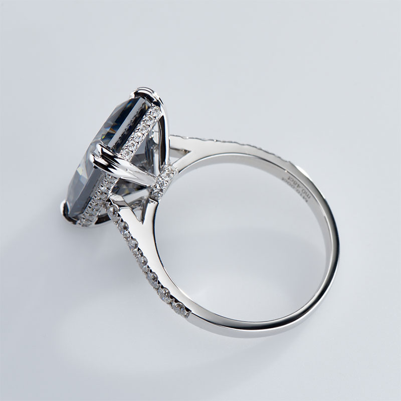 GIGAJEWE 9K 14K 18K Solid Gold Gray 10X14mm 10ct Radiant Cut Moissanite Ring Statement Ring Promise Ring Anniversary Ring