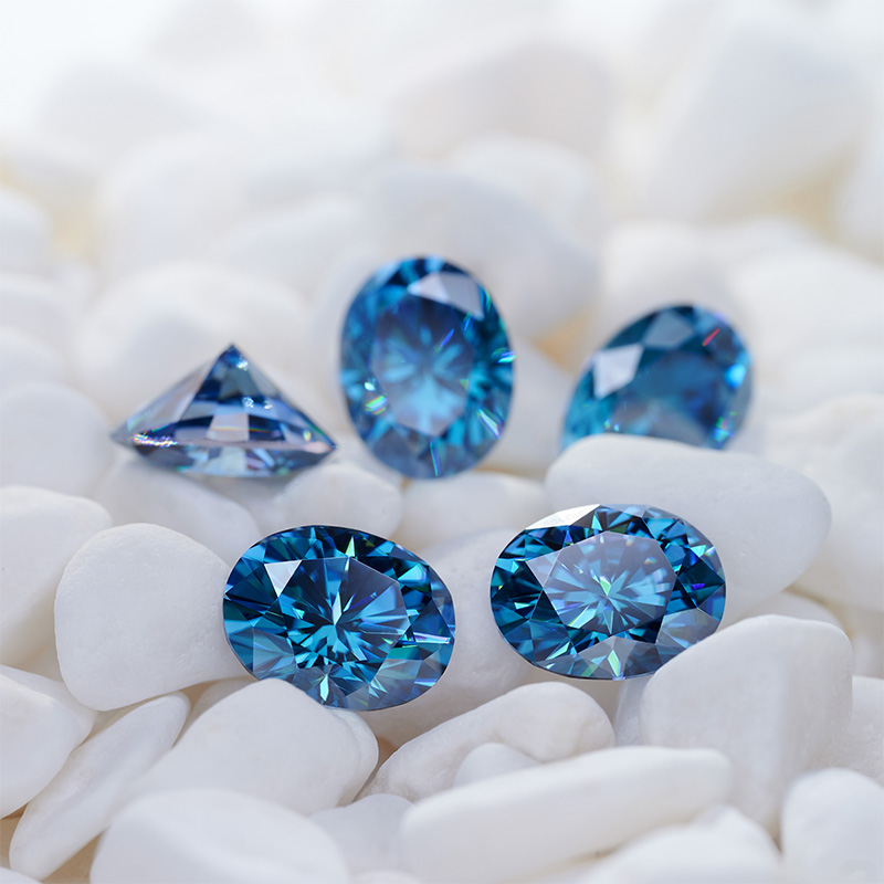 GIGAJEWE Moissanite Handmade Oval NovaColor Blue VVS1 Premium Gems Loose Diamond Test Passed Gemstone For Jewelry Making