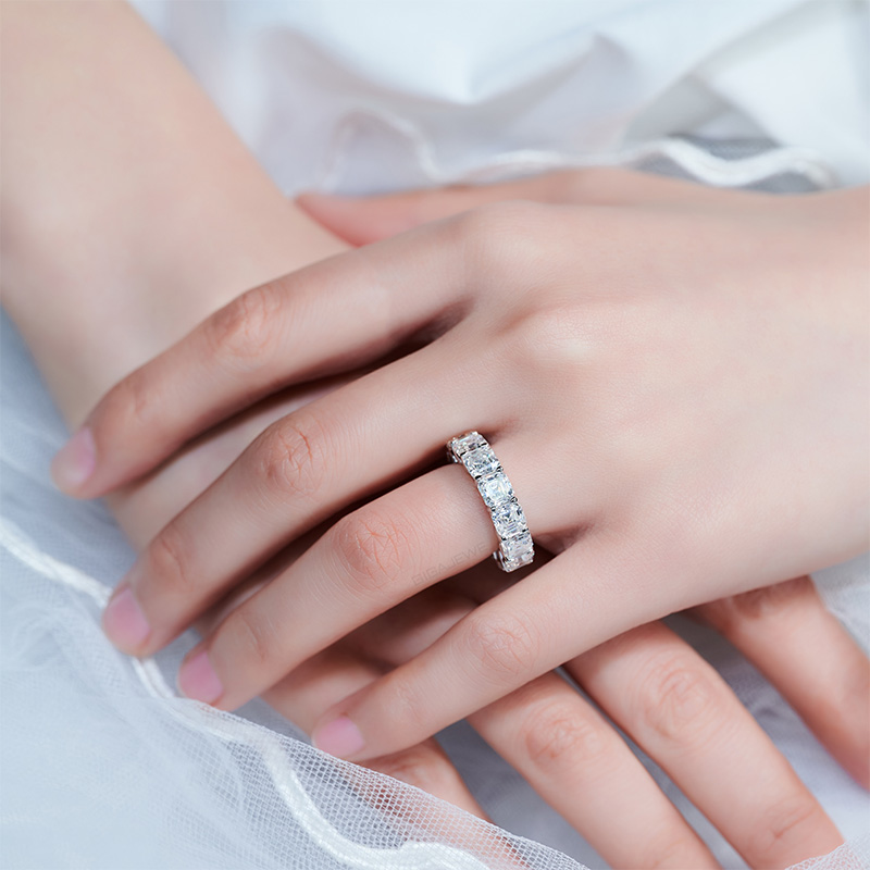 GIGAJEWE 8-30Ct 9K/14K/18K White gold 5mm 0.6ct Asscher cut Moissanite Ring,Engagement Ring,Wedding Ring,Proposal Ring,Gold Ring