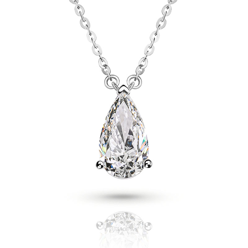 Marquise Cut Diamond Solitaire Pendant Necklace 14K Yellow Gold