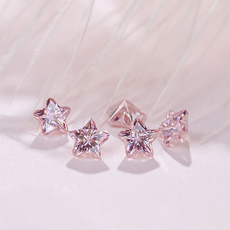 GIGAJEWE Sakura Pink color Pentagram Cut Excelent cut Moissanite Loose Stone VVS1 Excellent Cut Grade Test Positive For Jewelry Making