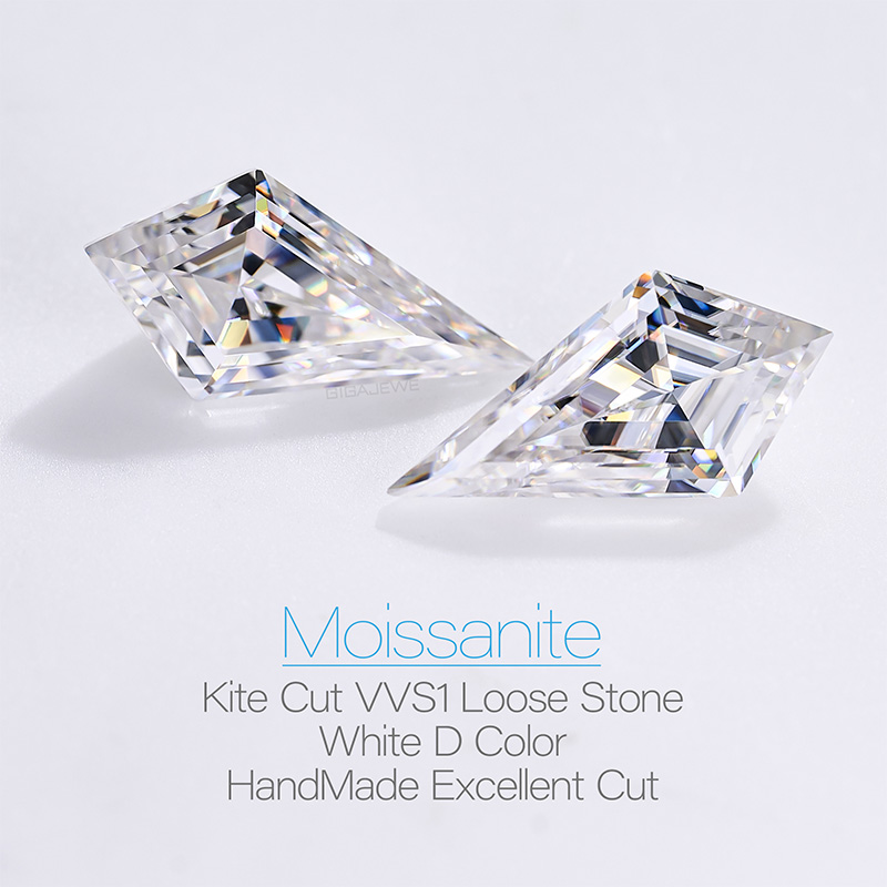 GIGAJEWE White D Moissanite Manual cut Kite shape Gemstone Loose Brilliant Stone By Excellent Cut For Jewelry Making