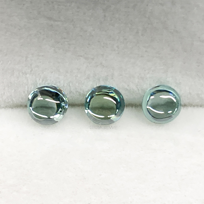 GIGAJEWE Moissanite Blue Green Cyan Color Half Round Stone Moissanite loose stone Hardness stone for Jewelry Making