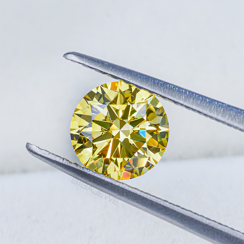 GIGAJEWE 1.029ct Round Brilliant Cut Loose Diamond HPHT Carbon Material Lab Grown Diamond Yellow color polished diamonds