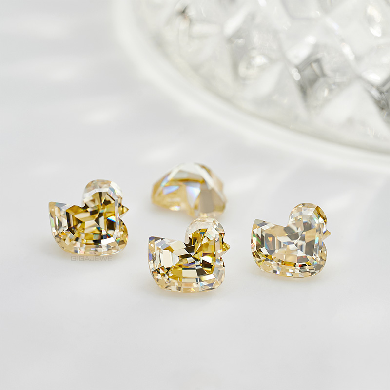 GIGAJEWE Best Manual cut 3ct Natural Yellow color Duck Cut Moissanite Loose VVS1 by Excellent Cut For Jewelry Making