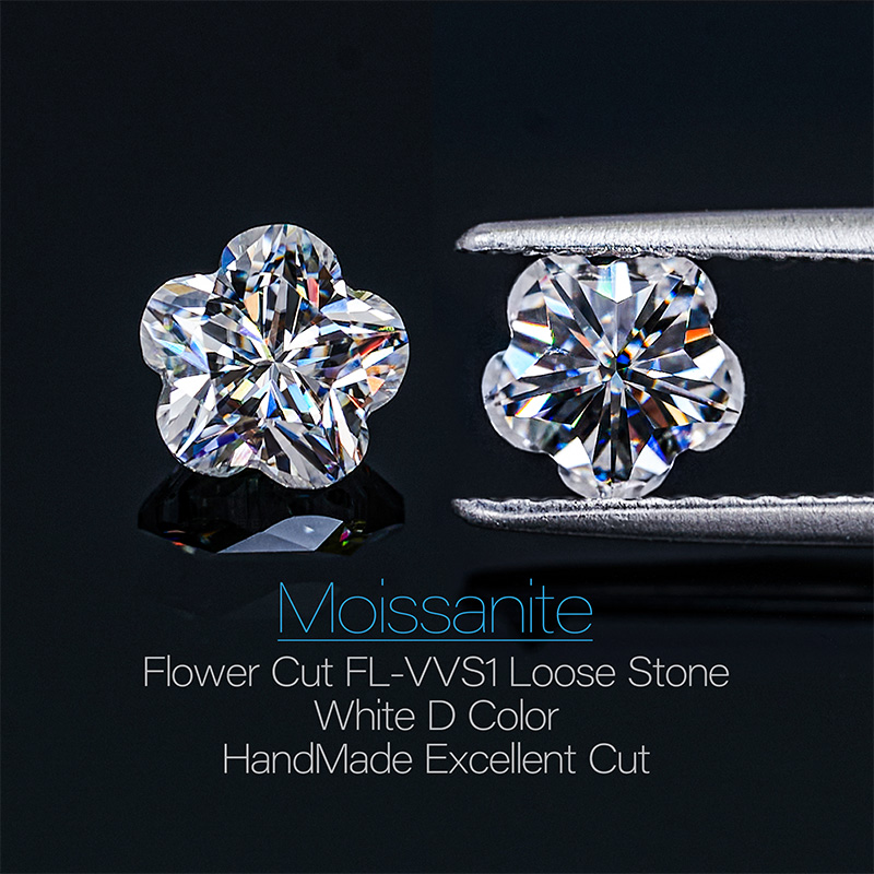 GIGAJEWE White D color Flower Cut Excelent cut Moissanite Loose Stone FL Excellent Cut Grade Test Positive For Jewelry Making