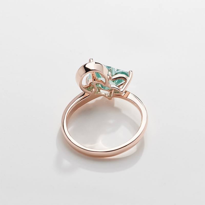 GIGAJEWE 9K/14K/18K Rose gold 9.5*6.5mm 2.5ct Cyan Butterfly Cut Ring Wedding Ring , Moissanite Engagement Ring, Women RingWith Set Wedding Rings