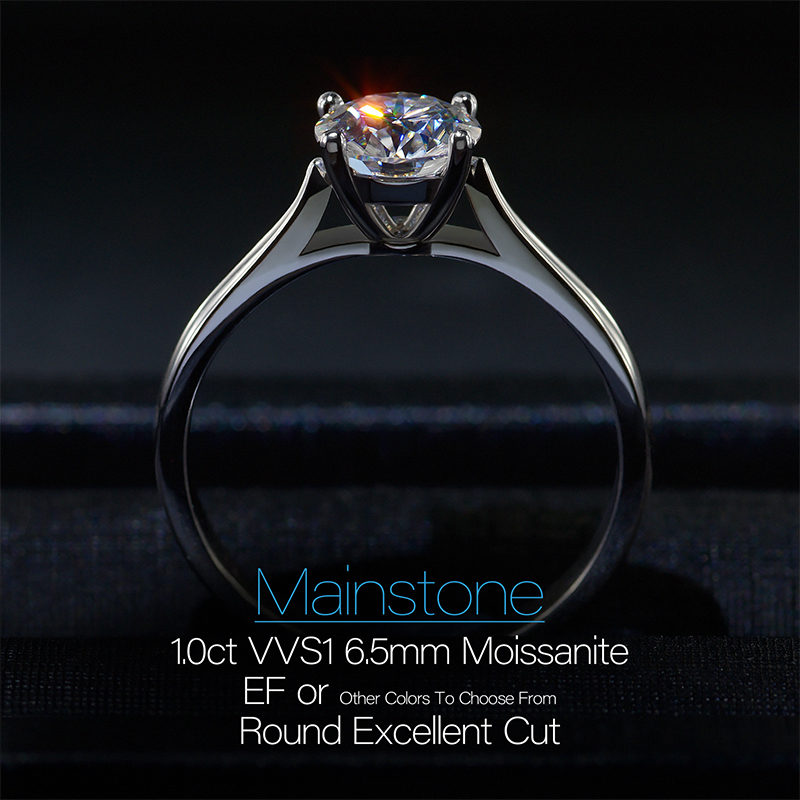 GIGAJEWE 1ct 6.5mm Round Cut EF VVS1 Moissanite 925 Silver Ring Diamond Test Passed Fashion Claw Setting Women Girlfriend Gift