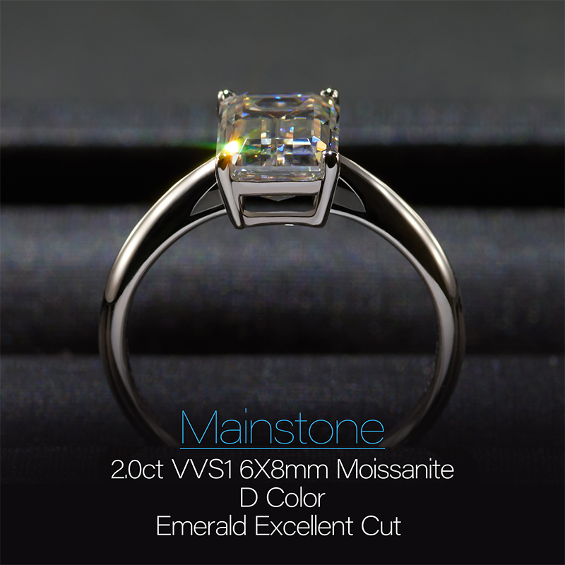 GIGAJEWE 2.0ct 6X8mm Emerald Cut D Color Moissanite VVS1 18K Gold Ring Jewelry Woman Girlfriend Gift