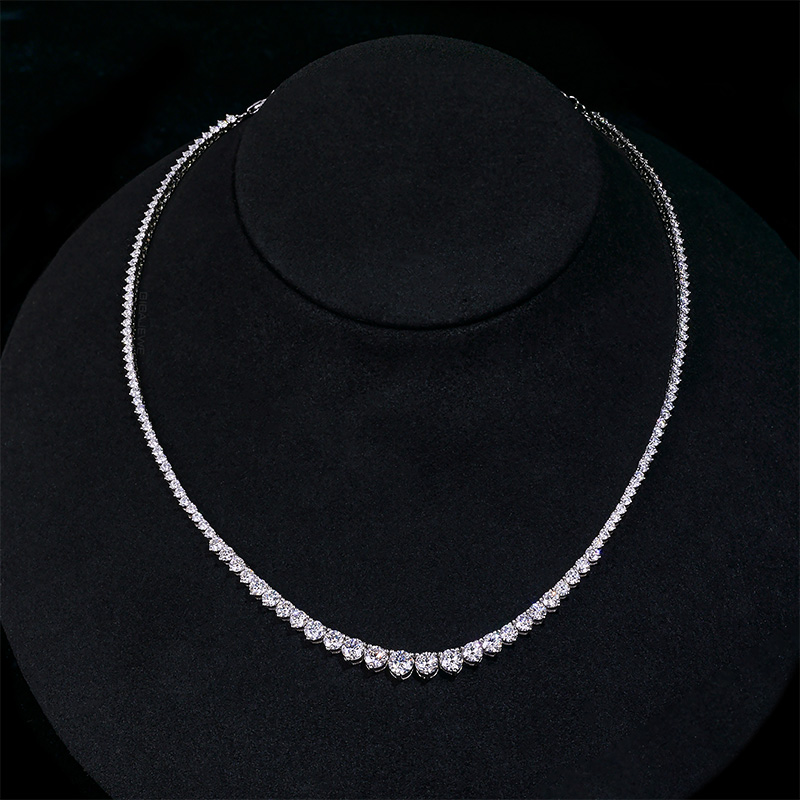 GIGAJEWE 9.3ct 925 silver/White Gold 9K/14K/18K Chain 2.1-5mm Round Cut Cyan and White Color tennis Chain Moissanite Chain