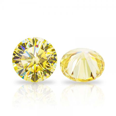 GIGAJEWE Natural Fancy Yellow Moissanite Stone Loose Gemstone Vivid Yellow Round Cut Synthetic Diamond Loose Gemstones Christmas Gifts