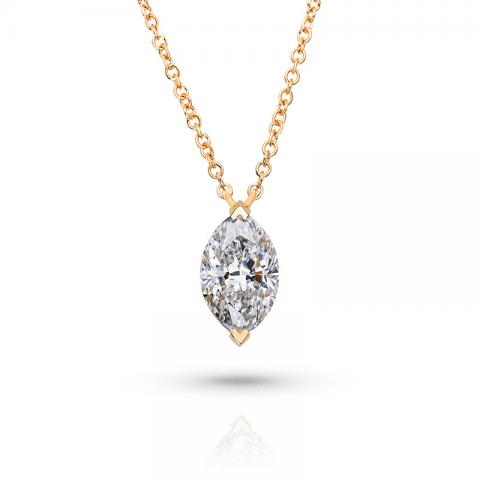 GH color 0.8ct Lab Grown Diamond 14K/18K/ Rose Gold Platinum Marquise Necklace ,Marquise Cut GH Color With side Diamond Women Necklace