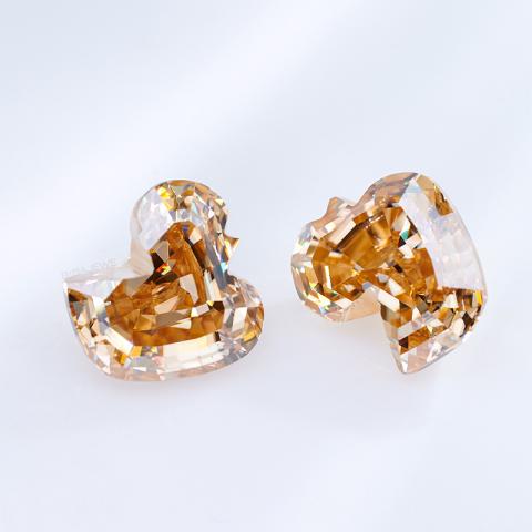 GIGAJEWE Best Manual cut 3ct Natural Golden color Duck Cut Moissanite Loose VVS1 by Excellent Cut For Jewelry Making