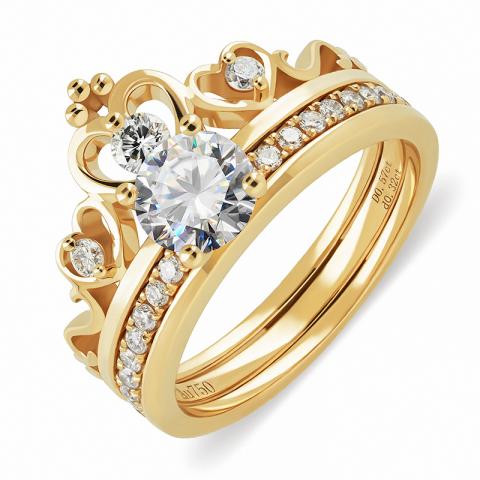 GIGAJEWE 0.5ct 5.0mm Moissanite CVD D VVS1 Round Cut Customized 18K/14K Two-piece Suit Gold Ring Jewelry Girlfriend Gift
