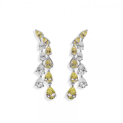 GIGAJEWE Total 9.1ct 925 silver plated gold Earrings Yellow and white Pear Cut Push Back Moissanite Earrings ,Wedding gift