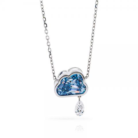 GIGAJEWE Total 2.8ct White Solid Gold 9K/14K/18K Necklace 7.5*9 MM Cloud cut Natural Blue Color Moissanite Necklace,Rain cloud necklace