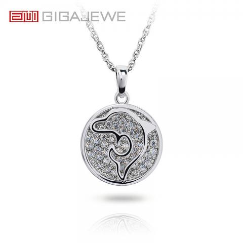 GIGAJEWE Hand Setting Stone Dolphin style necklace 925 silver plated 18K gold Round Cut White VVS1 Moissanite